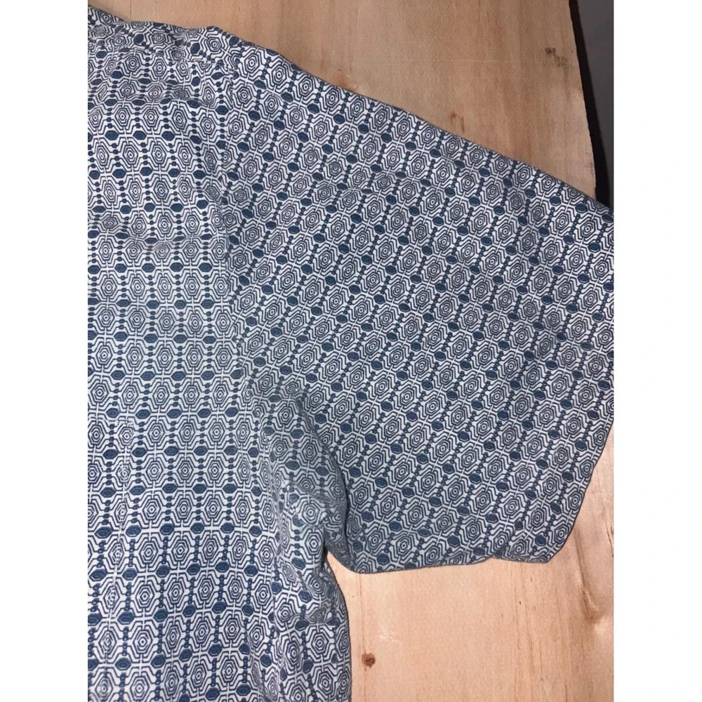 Maui Trading Company Mens XXL Blue White Geometric Print Cotton Button Down Shir